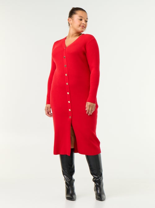 Vestido comprido em malha canelada - Kiabi Vestido comprido em malha canelada - Kiabi