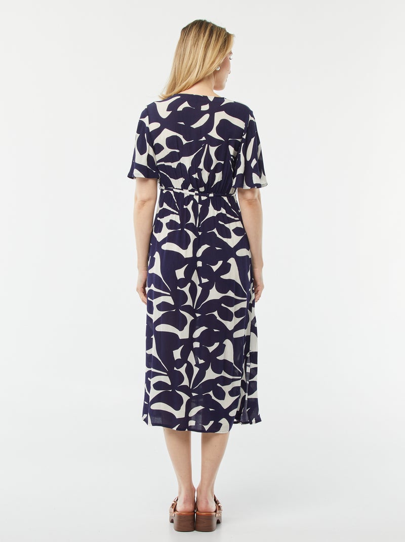 Vestido comprido em malha crepe AZUL - Kiabi