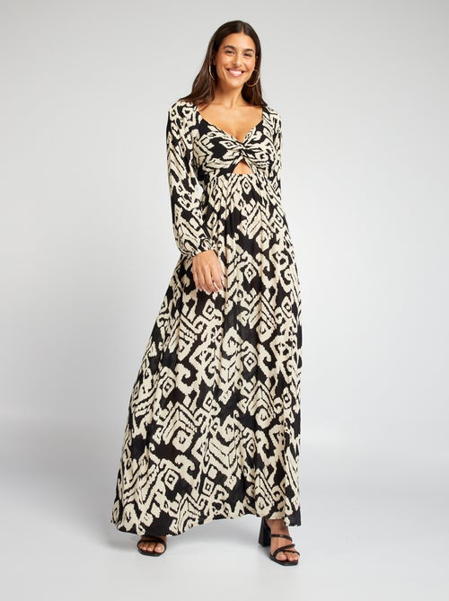 Vestido comprido em malha crepe - Kiabi