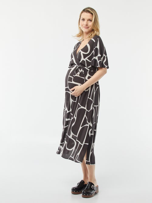 Vestido comprido em malha crepe - Kiabi