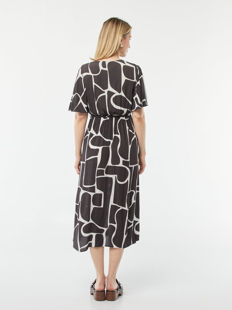 Vestido comprido em malha crepe PRETO - Kiabi