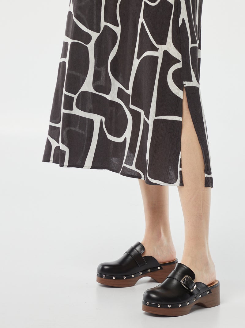 Vestido comprido em malha crepe PRETO - Kiabi