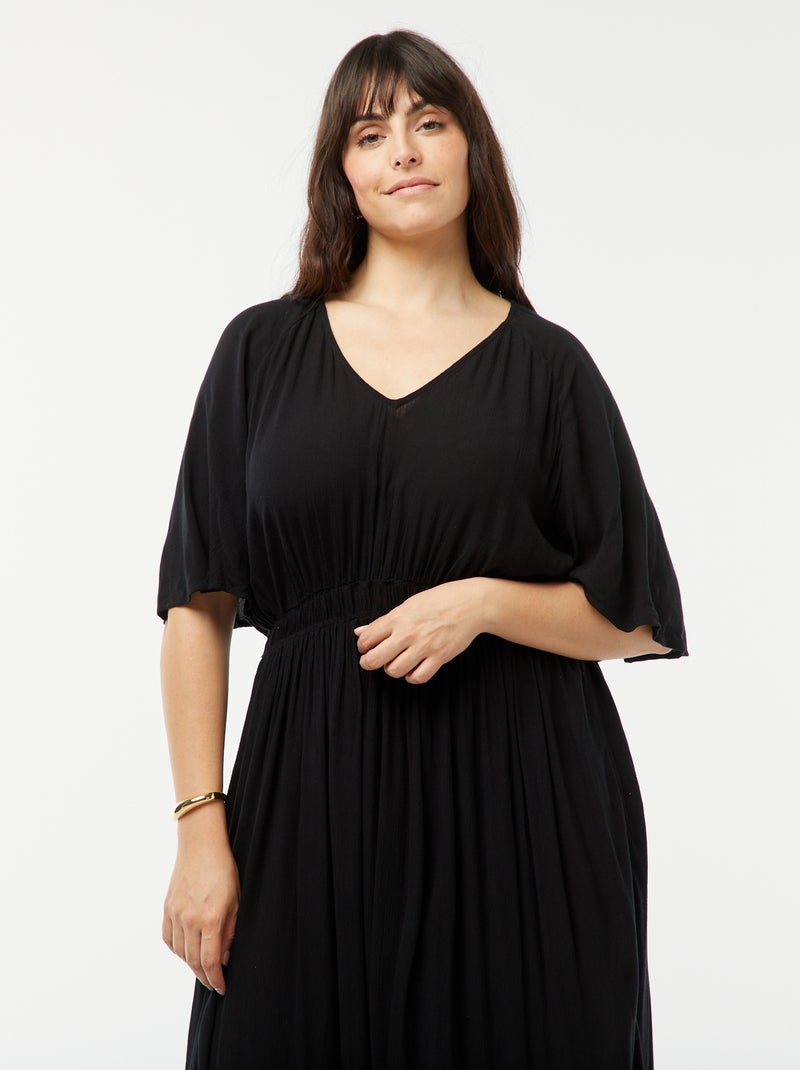Vestido comprido em malha crepe Preto - Kiabi