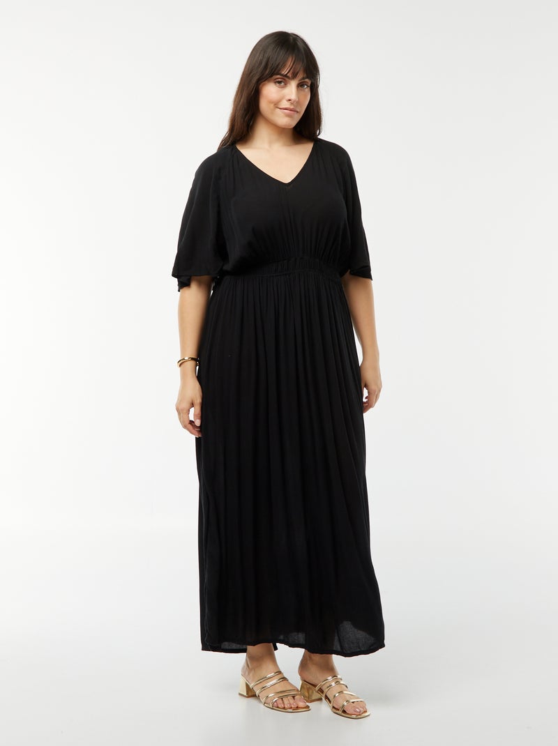 Vestido comprido em malha crepe Preto - Kiabi