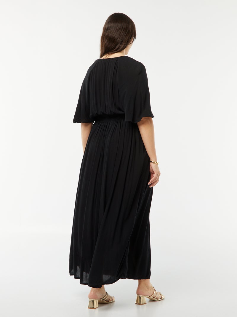 Vestido comprido em malha crepe Preto - Kiabi