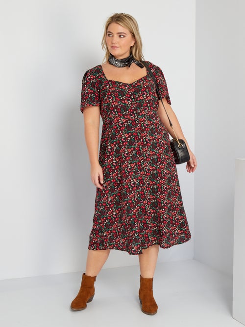 Vestido comprido em malha crepe - Kiabi