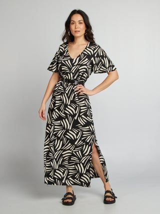 Vestido comprido em malha elástica