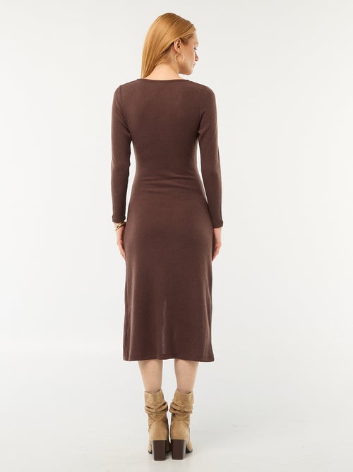 Vestido comprido em malha macia lisa - Kiabi