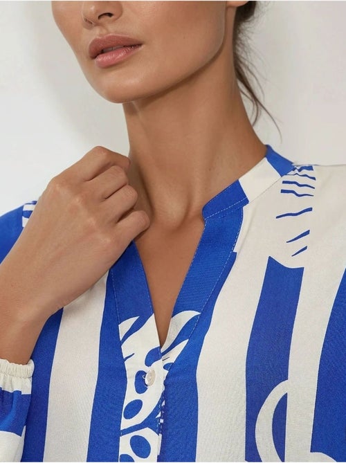 Vestido comprido em viscose com manga comprida estampado hiccup - Kiabi Vestido comprido em viscose com manga comprida estampado hiccup - Kiabi