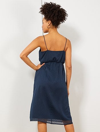 Vestido comprido em voile a ponto cheio - Kiabi