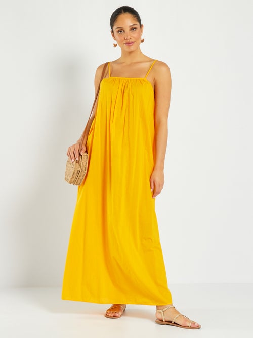 Vestido comprido em voile de algodão - Kiabi