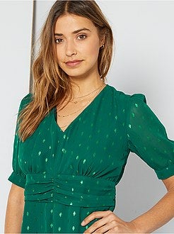 Vestido comprido em voile - Kiabi