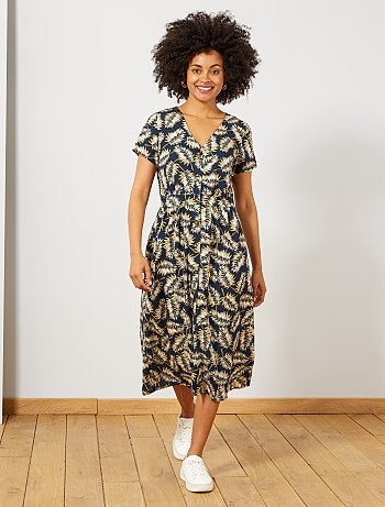 Vestido comprido estampado - Kiabi