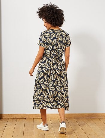 Vestido comprido estampado - Kiabi