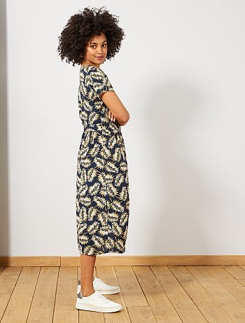 Vestido comprido estampado - Kiabi