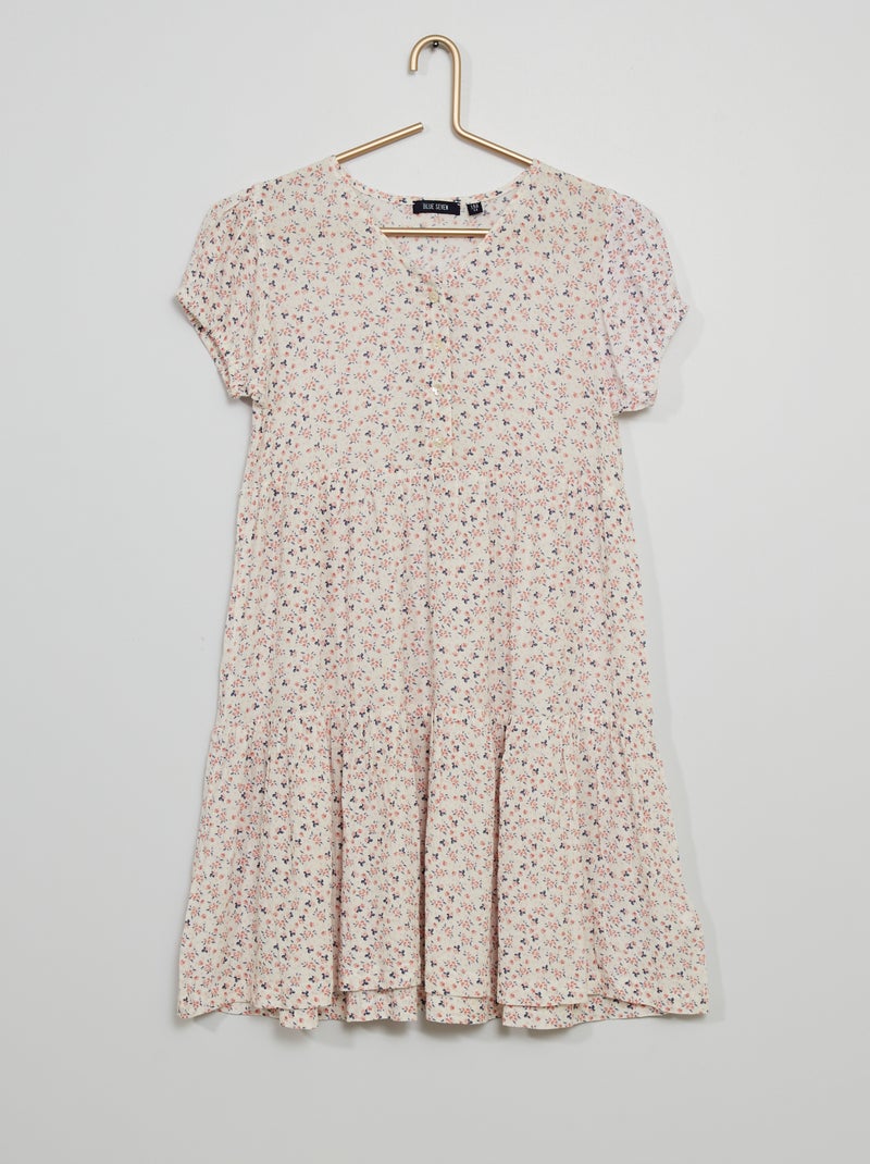 Vestido comprido estampado Branco - Kiabi