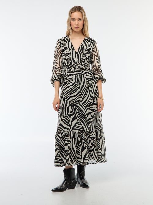 Vestido comprido estampado com base com folho - Kiabi