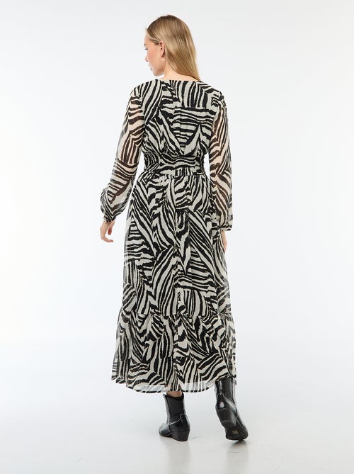 Vestido comprido estampado com base com folho - Kiabi