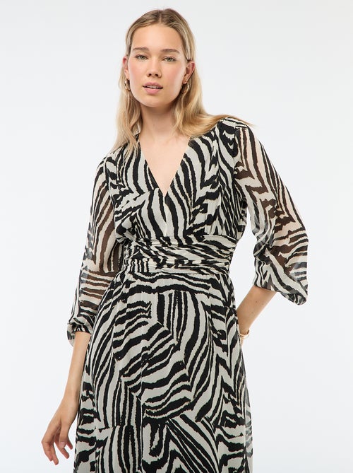 Vestido comprido estampado com base com folho - Kiabi