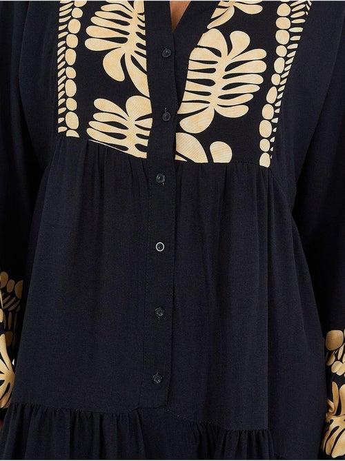 Vestido comprido estampado com decote em v bdart - Kiabi Vestido comprido estampado com decote em v bdart - Kiabi