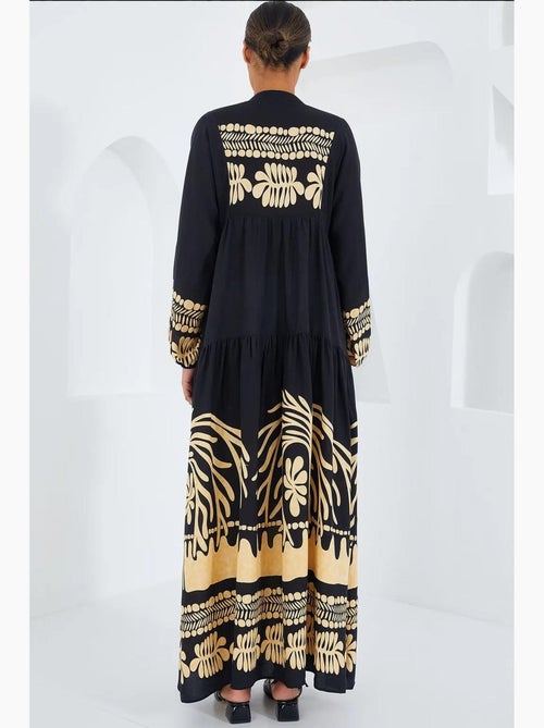 Vestido comprido estampado com decote em v bdart - Kiabi Vestido comprido estampado com decote em v bdart - Kiabi