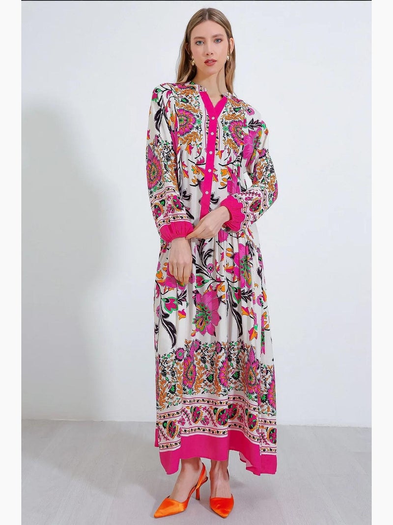 Vestido comprido estampado com decote em v bdart Cereja - Kiabi