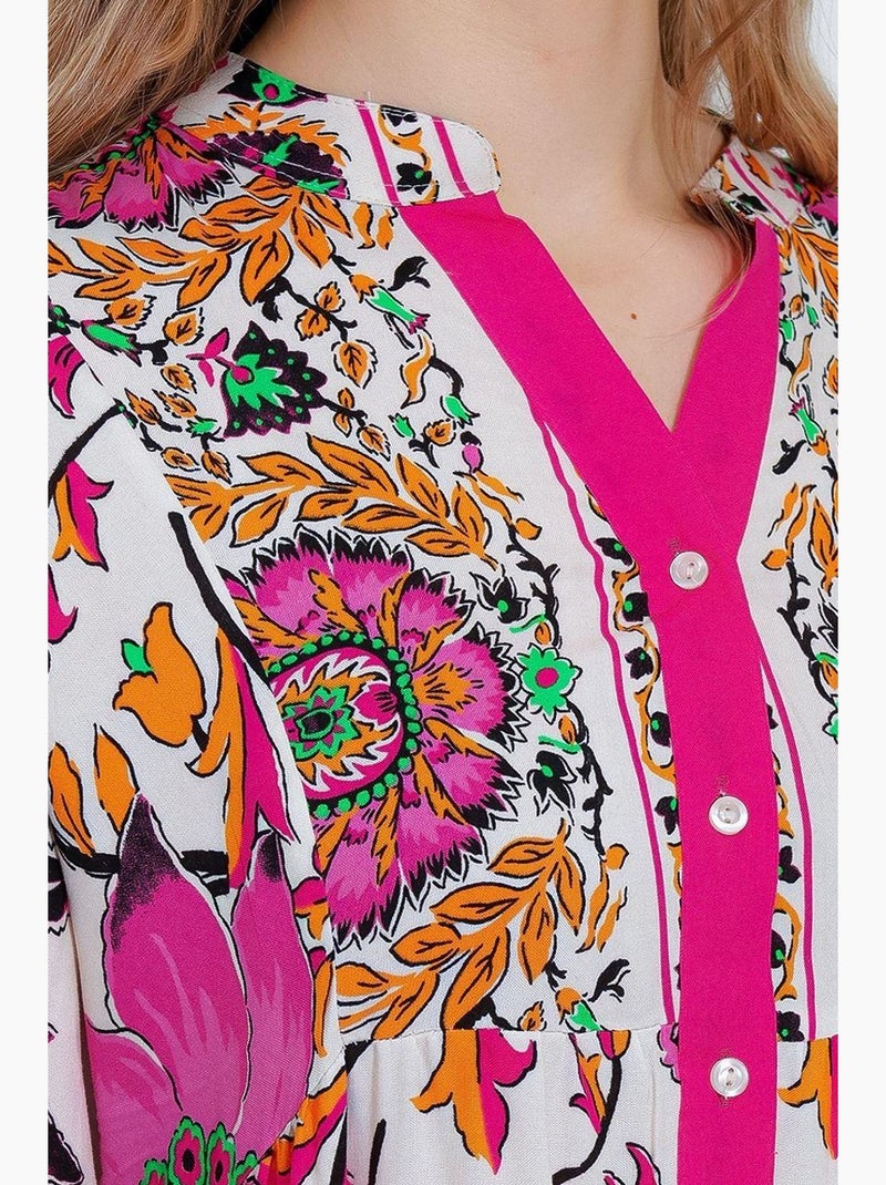 Vestido comprido estampado com decote em v bdart Cereja - Kiabi