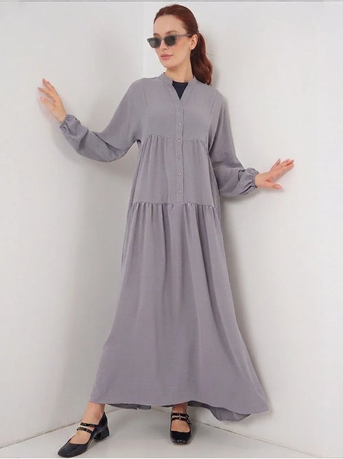 Vestido comprido estampado com decote em v bdart - Kiabi