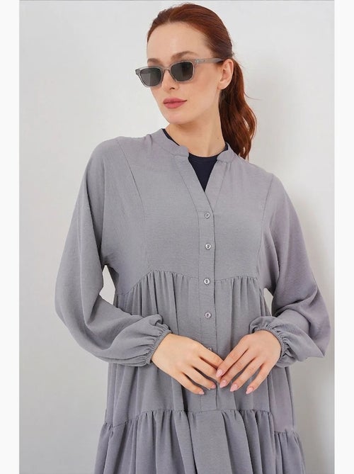 Vestido comprido estampado com decote em v bdart - Kiabi