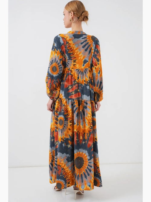 Vestido comprido estampado com decote em v bdart - Kiabi