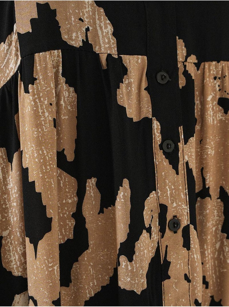 Vestido comprido estampado com decote em v bdart Greige - Kiabi