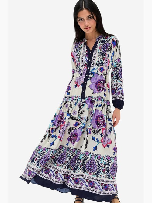 Vestido comprido estampado com decote em v bdart - Kiabi Vestido comprido estampado com decote em v bdart - Kiabi