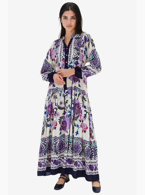 Vestido comprido estampado com decote em v bdart - Kiabi Vestido comprido estampado com decote em v bdart - Kiabi