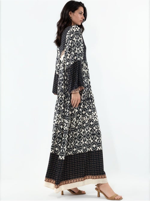 Vestido comprido estampado com decote em v bdart - Kiabi Vestido comprido estampado com decote em v bdart - Kiabi