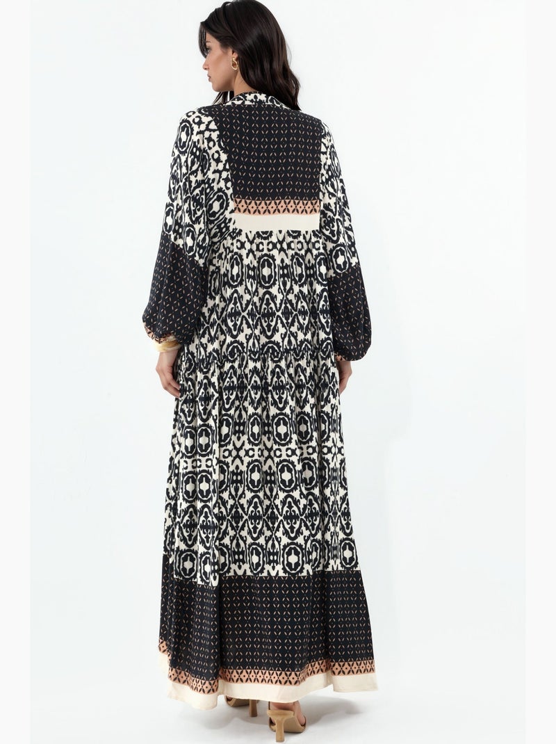 Vestido comprido estampado com decote em v bdart Nude - Kiabi