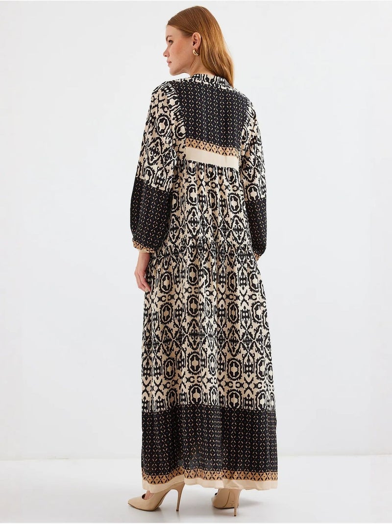 Vestido comprido estampado com decote em v bdart Nude - Kiabi