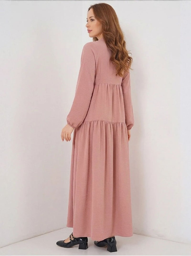 Vestido comprido estampado com decote em v bdart Rosa velho - Kiabi