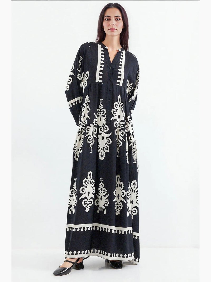 Vestido comprido estampado com decote em v bdart Roxo berinjela - Kiabi
