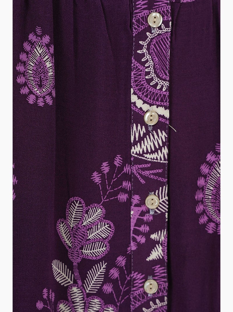Vestido comprido estampado com decote em v bdart Roxo - Kiabi