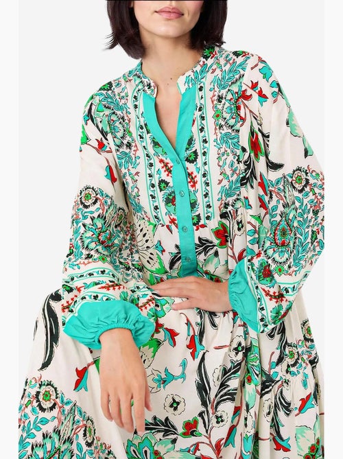 Vestido comprido estampado com decote em v bdart - Kiabi Vestido comprido estampado com decote em v bdart - Kiabi