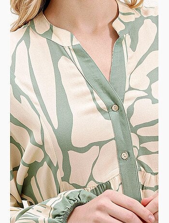 Vestido comprido estampado com decote em v bdart