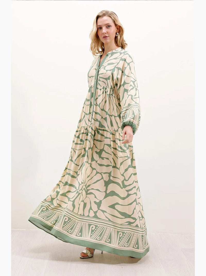 Vestido comprido estampado com decote em v bdart Verde claro - Kiabi
