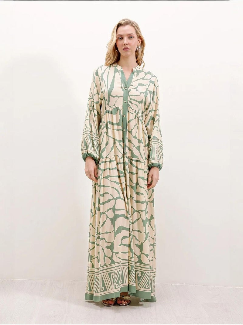 Vestido comprido estampado com decote em v bdart Verde claro - Kiabi