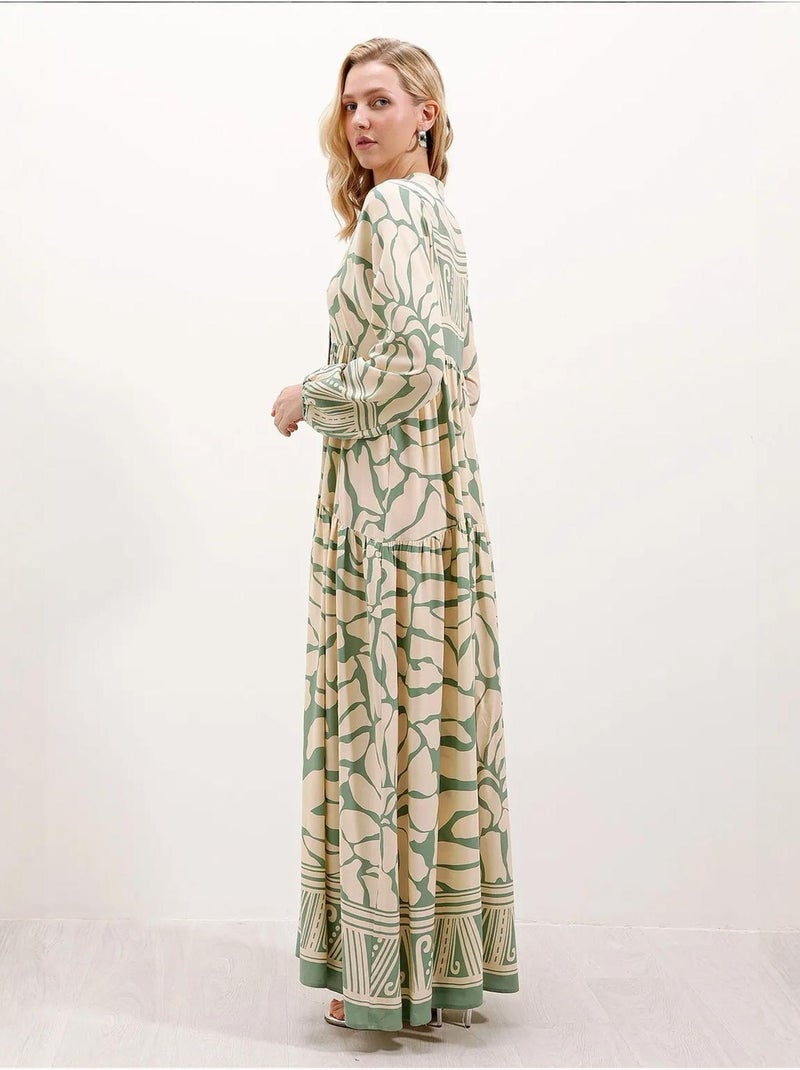 Vestido comprido estampado com decote em v bdart Verde claro - Kiabi