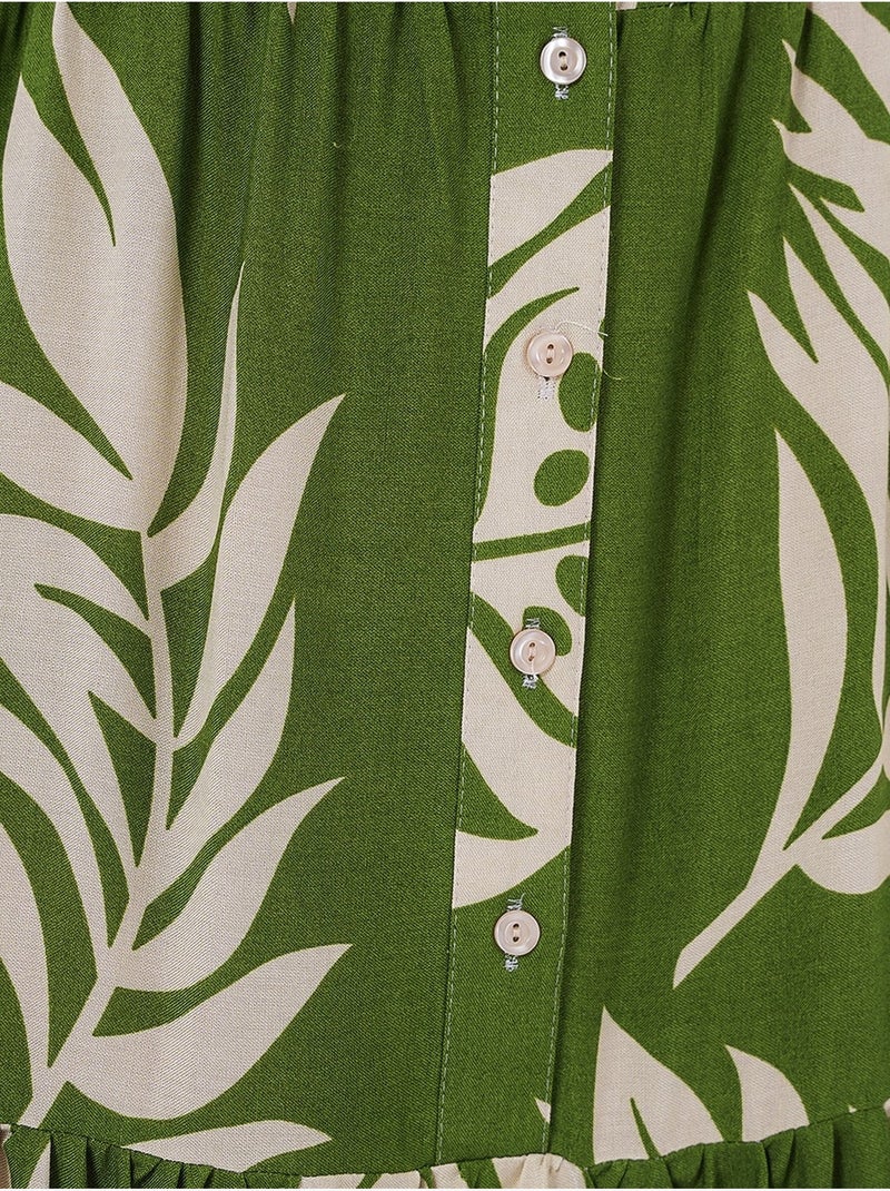 Vestido comprido estampado com decote em v bdart Verde garrafa - Kiabi