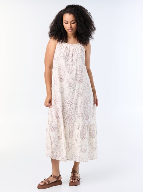 Vestido comprido estampado de alças - Kiabi