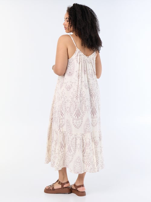 Vestido comprido estampado de alças - Kiabi