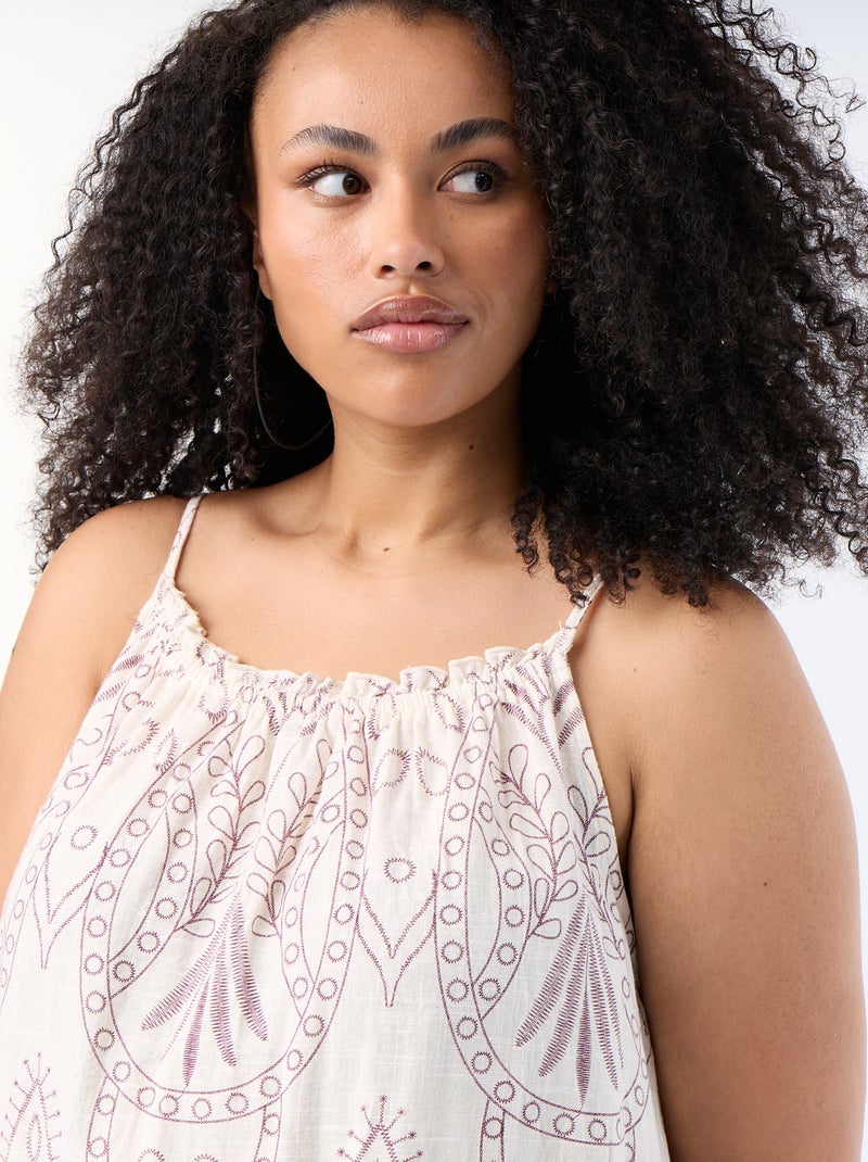 Vestido comprido estampado de alças Bege - Kiabi