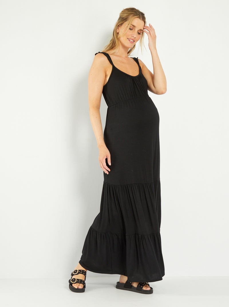 Vestido comprido estampado de grávida Preto - Kiabi