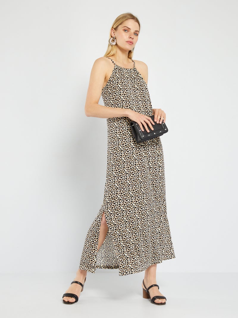 Vestido comprido estampado Leopardo - Kiabi